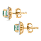 D'Joy Smaragd-Quarz Triplette, Weißer Zirkon Ohrringe 925 Silber Gelbes Gold ca. 2,80 ct.