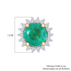 D'Joy Smaragd-Quarz Triplette, Weißer Zirkon Ohrringe 925 Silber Gelbes Gold ca. 2,80 ct.