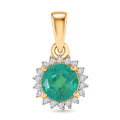 D'Joy Smaragd-Quarz Triplette, Weißer Zirkon Anhänger 925 Silber Gelbes Gold ca. 1,40 ct.