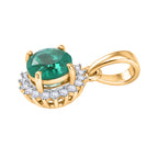 D'Joy Smaragd-Quarz Triplette, Weißer Zirkon Anhänger 925 Silber Gelbes Gold ca. 1,40 ct.
