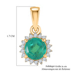 D'Joy Smaragd-Quarz Triplette, Weißer Zirkon Anhänger 925 Silber Gelbes Gold ca. 1,40 ct.