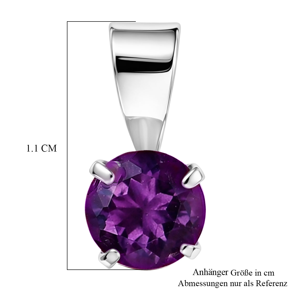 Afrikanischer Amethyst Anhänger 925 Silber platiniert ca. 0.48 ct