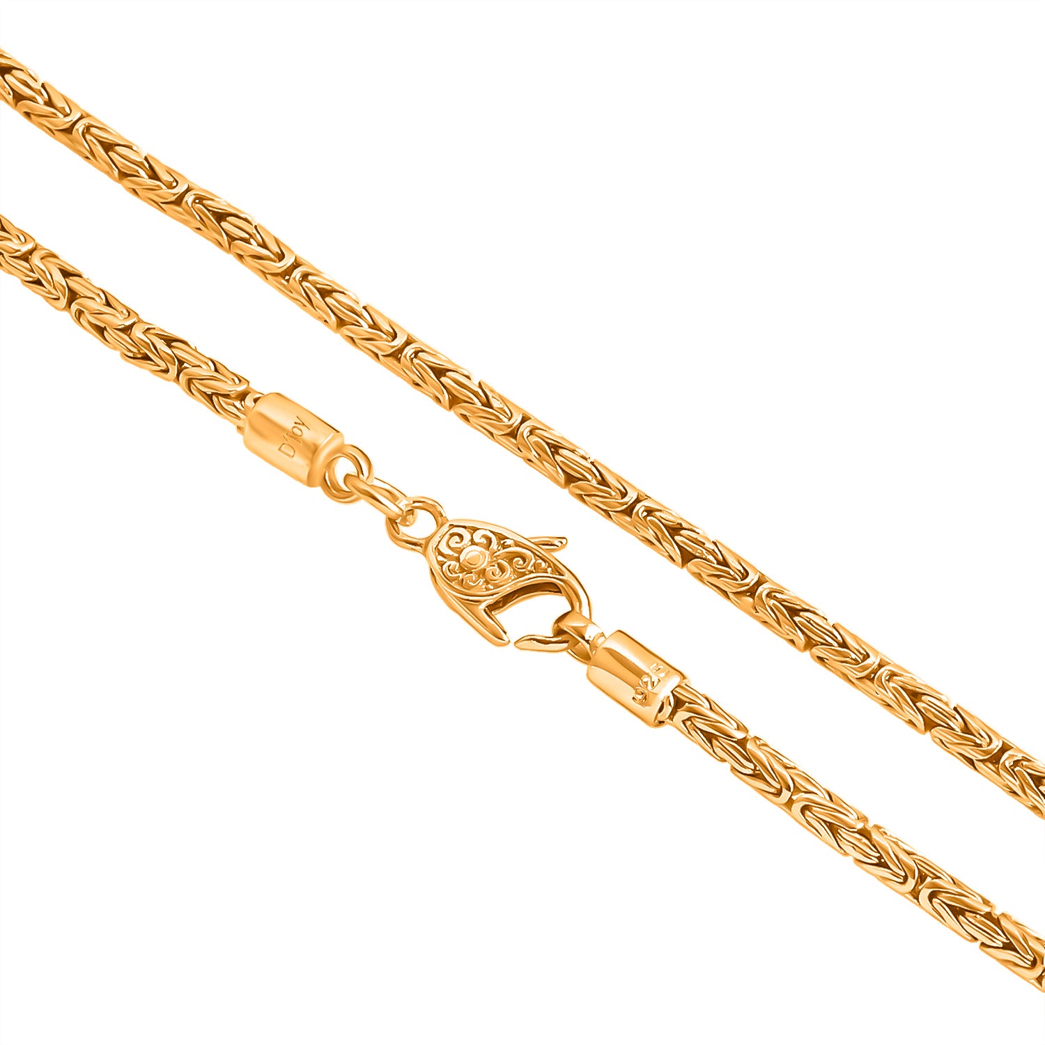 Royal Bali - D'Joy Bourbudur Halskette,925 Silber 916 Gelbgold Vermeil ca. 50 cm ca. 20,90g