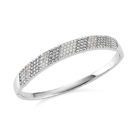 Weißer Zirkonia Armreif ca. 19 cm Nickelfreies Messing, Silbefarben, 4.00 ct