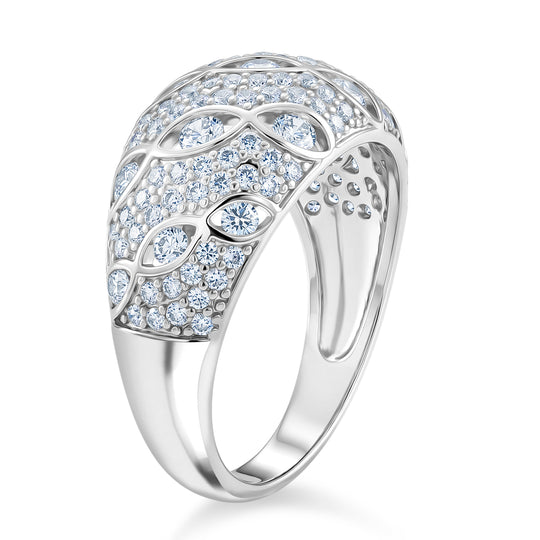 Weißer Zirkonia Ring Nickelfreies Messing, Silbefarben, (Größe 20.00) 2.00 ct