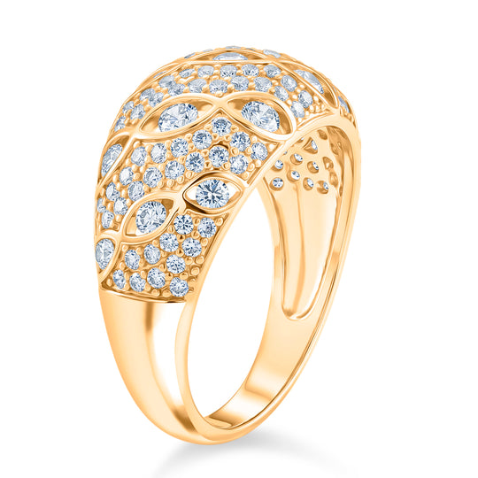 Weißer Zirkonia Ring Nickelfreies Messing, Goldfarben, (Größe 21.00) 2.00 ct