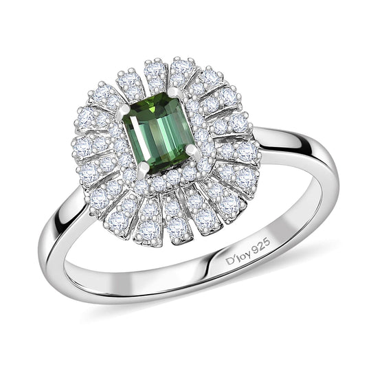 D'Joy AA Pirineu Lagoon Tourmaline, Moissanit Ring 925 Silber Rhodiniert (Größe 18.00) ca. 1,02 ct