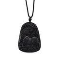 Majestätischer Wächter - Schwarzer Jadeit- Tiger, Halskette Flexibles cm ca. 110.00 ct