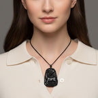 Majestätischer Wächter - Schwarzer Jadeit- Tiger, Halskette Flexibles cm ca. 110.00 ct