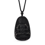 Majestätischer Wächter - Schwarzer Jadeit- Guanyin, Halskette Flexibles cm ca. 95.00 ct