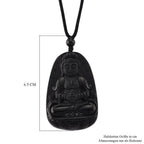 Majestätischer Wächter - Schwarzer Jadeit- Guanyin, Halskette Flexibles cm ca. 95.00 ct