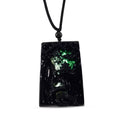 Majestätischer Wächter - Schwarzer Jadeit-Guan Gong, Halskette Flexibles cm ca. 125.00 ct