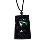 Majestätischer Wächter - Schwarzer Jadeit-Guan Gong, Halskette Flexibles cm ca. 125.00 ct