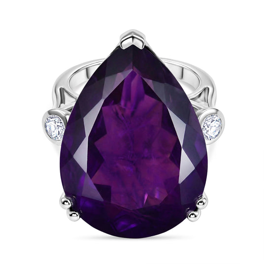 LUXURIANT DIAMOND - AAA Afrikanischer Amethyst, Lab Grown Diamant Ring 925 Silber Rhodiniert (Größe 17.00) ca. 25.32 ct