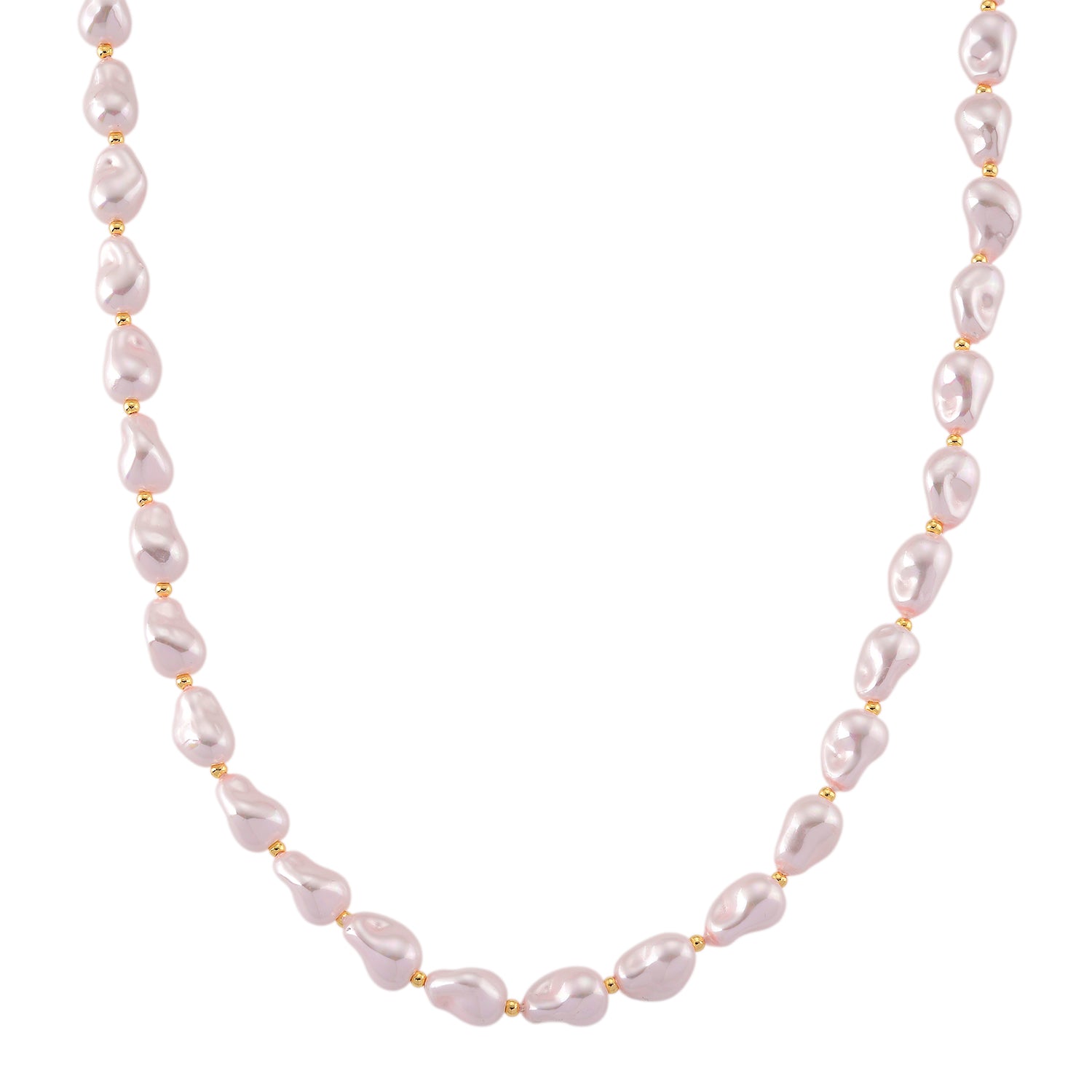 Rosa Muschelkernperle (10x14 mm) Halskette ca. 50 cm Reine Legierung gelb vergoldet