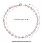 Rosa Muschelkernperle (10x14 mm) Halskette ca. 50 cm Reine Legierung gelb vergoldet