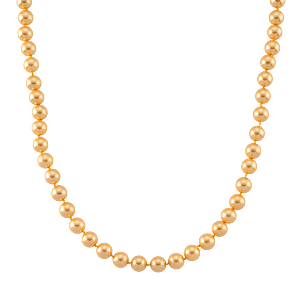 Goldene Muschelkernperle (9-11 mm) Halskette ca. 60 cm 316L Edelstahl