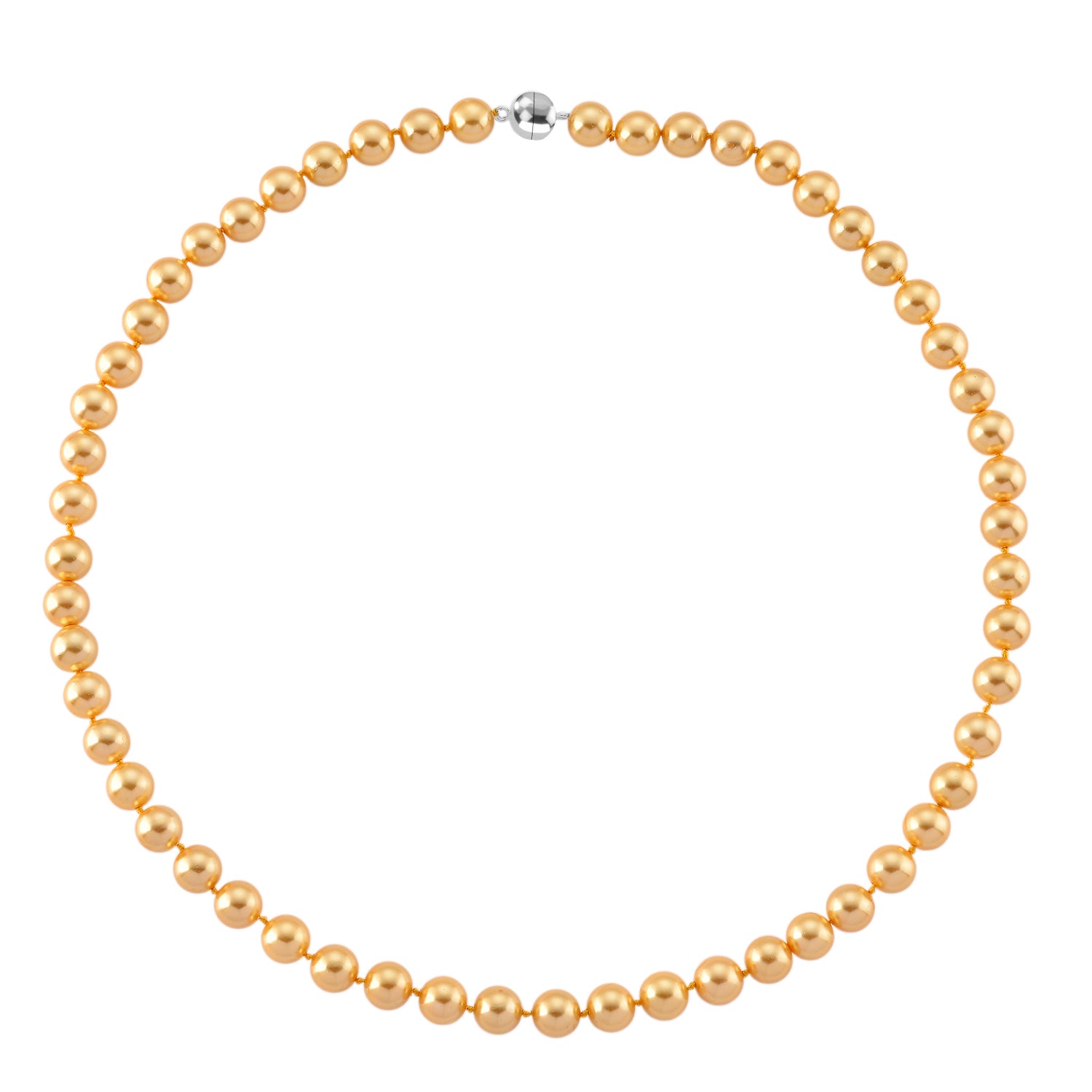 Goldene Muschelkernperle (9-11 mm) Halskette ca. 60 cm 316L Edelstahl