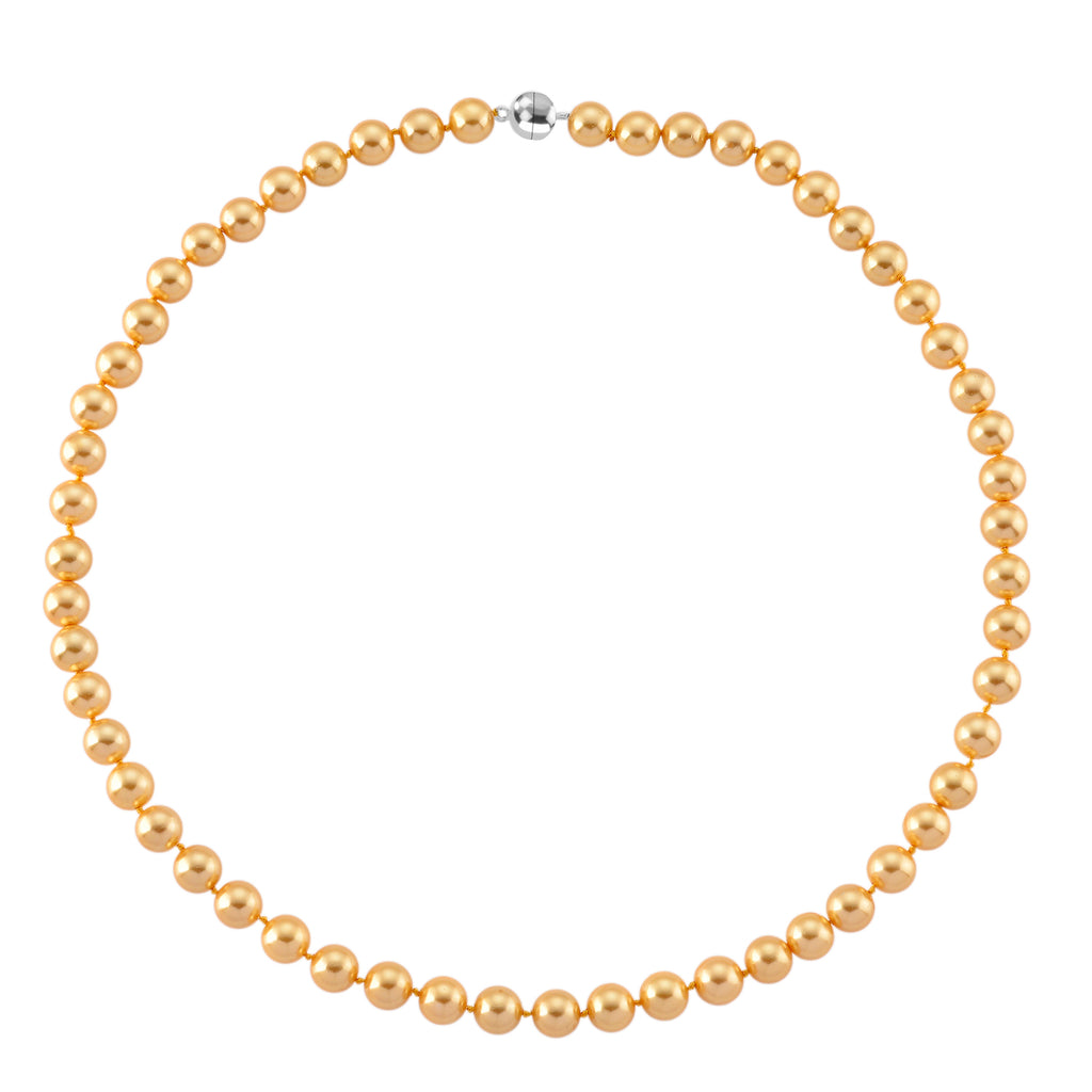 Goldene Muschelkernperle (9-11 mm) Halskette ca. 60 cm 316L Edelstahl