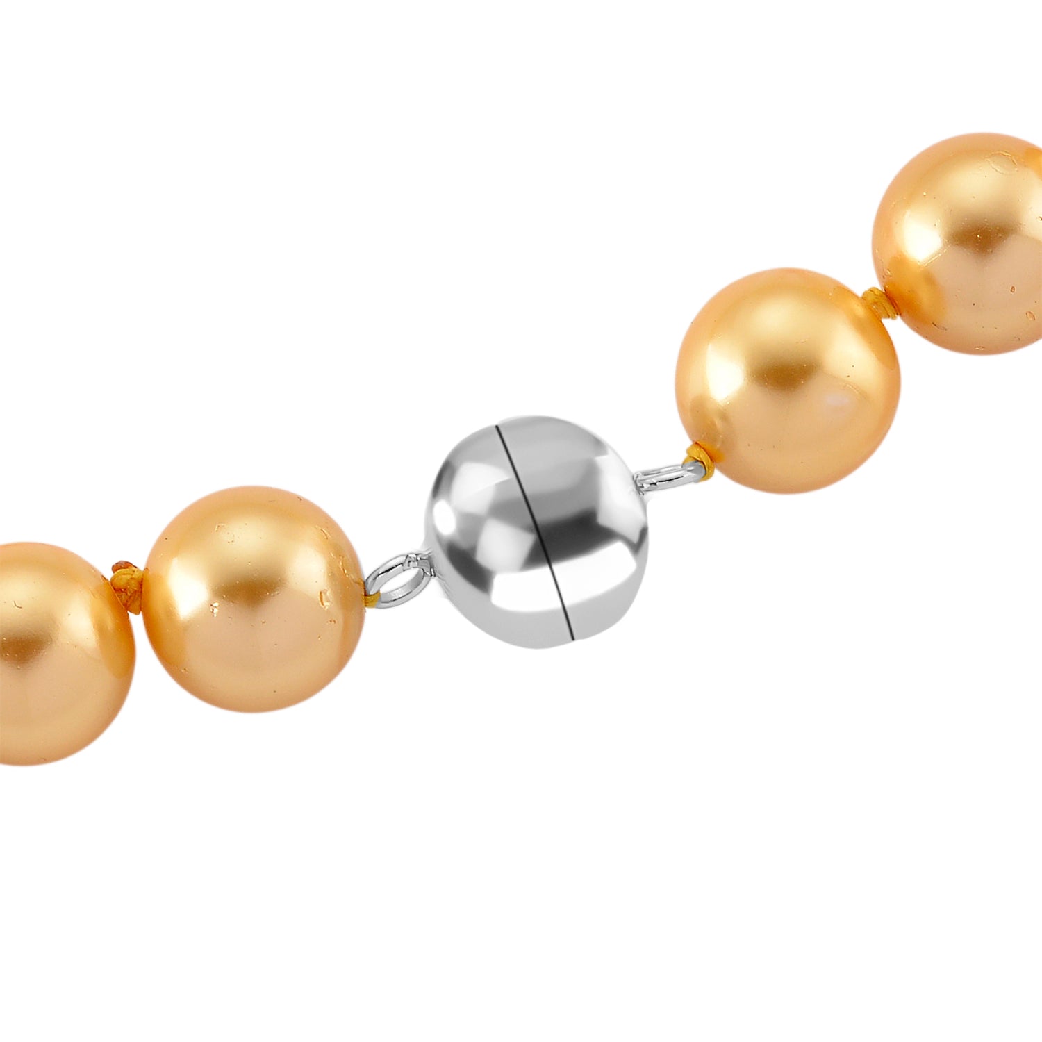 Goldene Muschelkernperle (9-11 mm) Halskette ca. 60 cm 316L Edelstahl