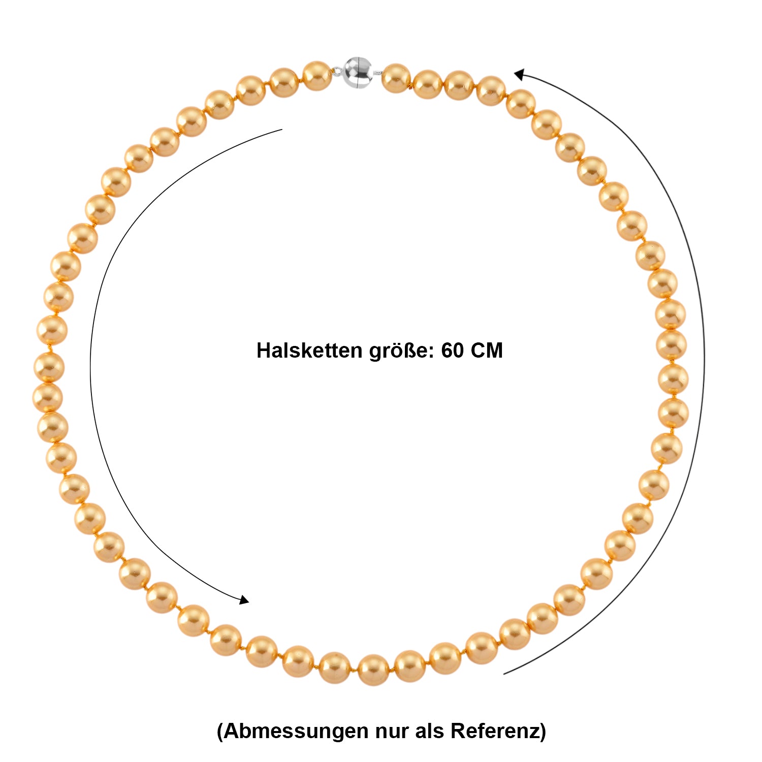 Goldene Muschelkernperle (9-11 mm) Halskette ca. 60 cm 316L Edelstahl