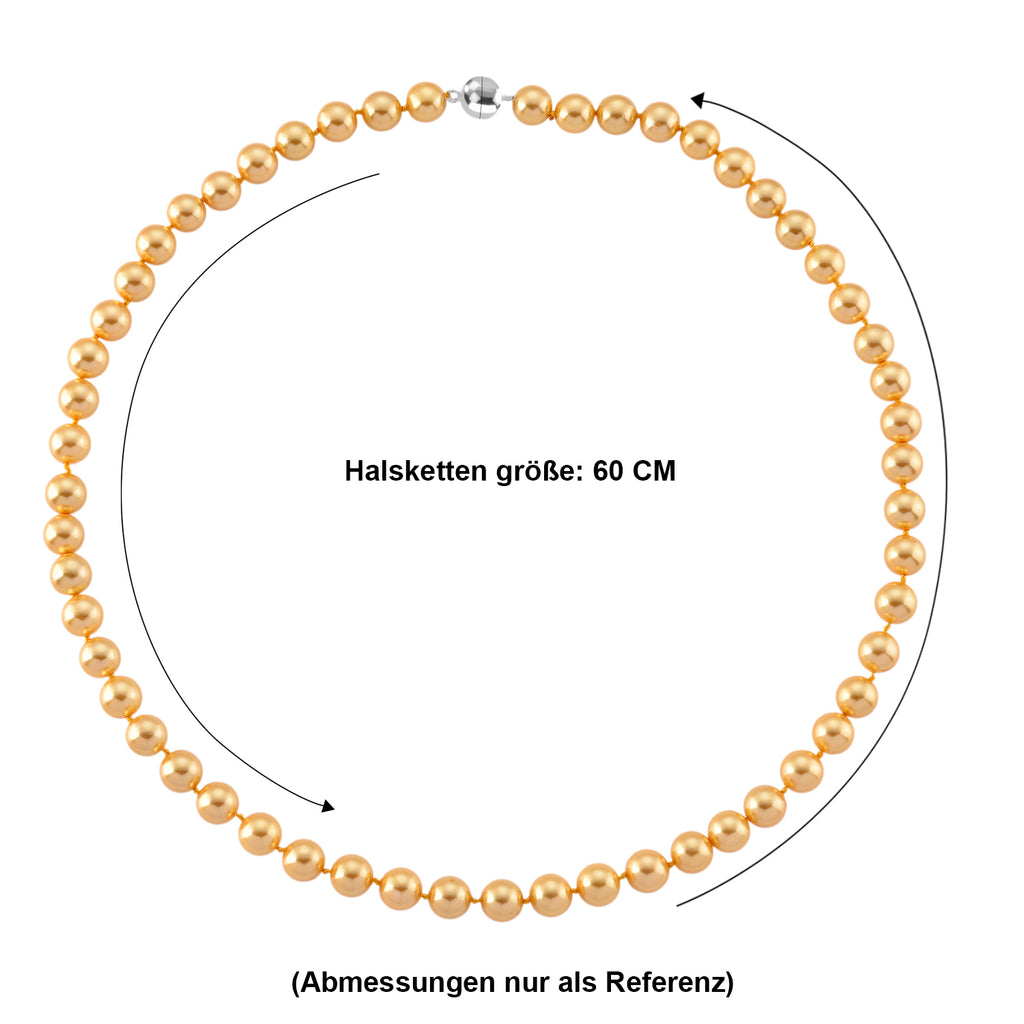 Goldene Muschelkernperle (9-11 mm) Halskette ca. 60 cm 316L Edelstahl