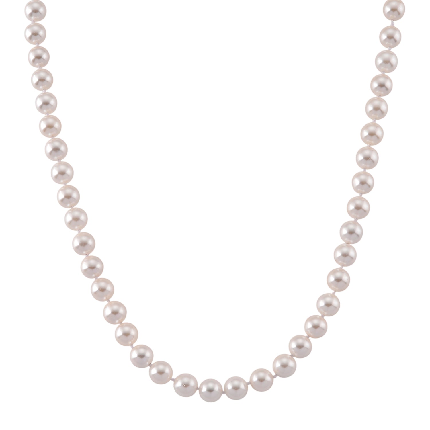 Weiße Muschelkernperle (9-11 mm) Halskette ca. 60 cm 316L Edelstahl