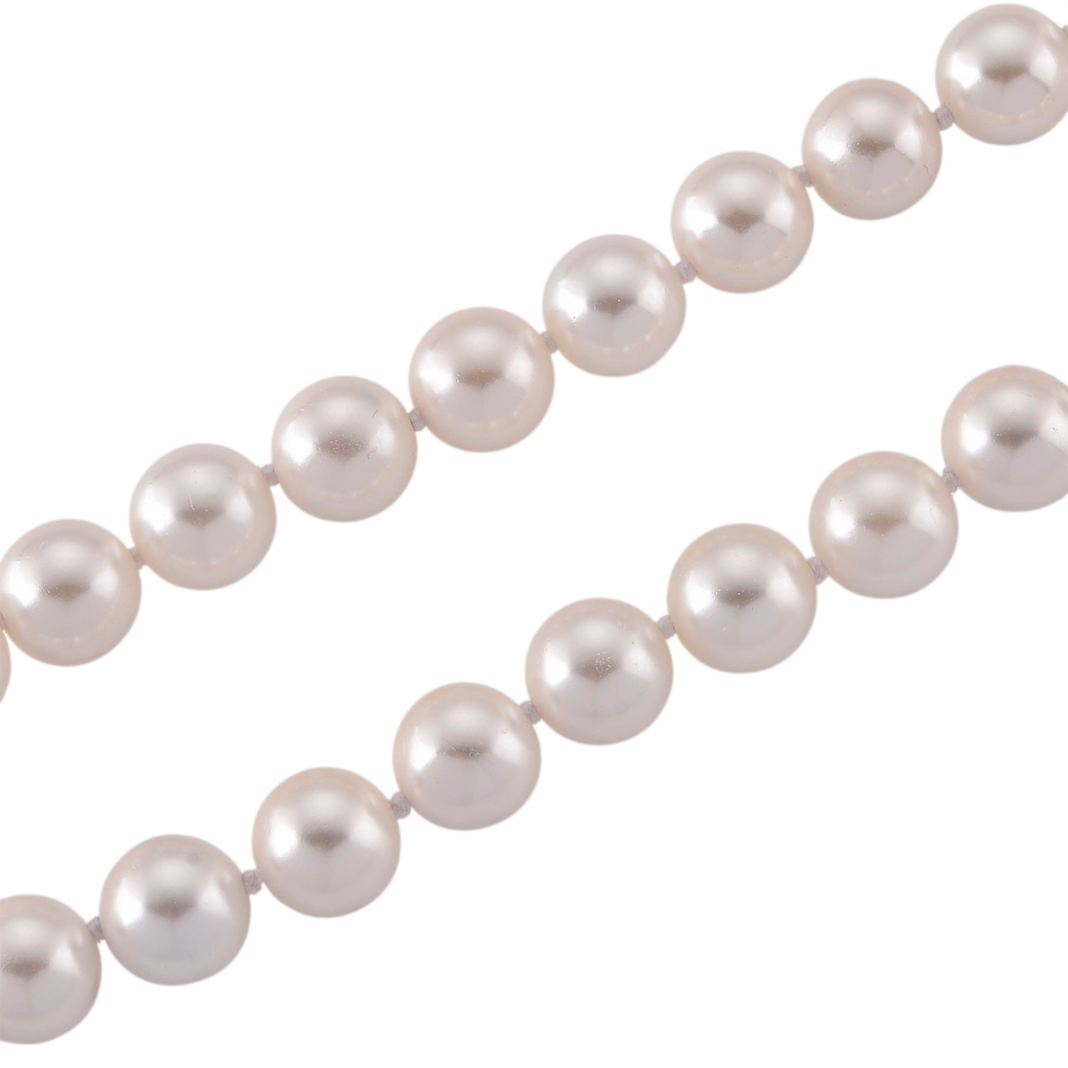 Weiße Muschelkernperle (9-11 mm) Halskette ca. 60 cm 316L Edelstahl