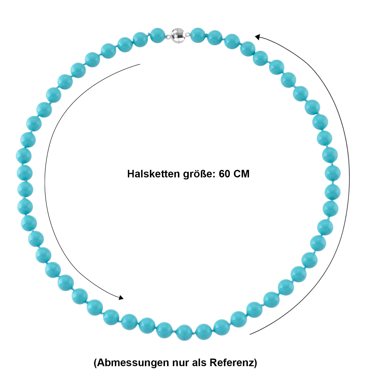 Sleeping Beauty Farbe Muschelkernperle (9-11 mm) Halskette ca. 60 cm 316L Edelstahl