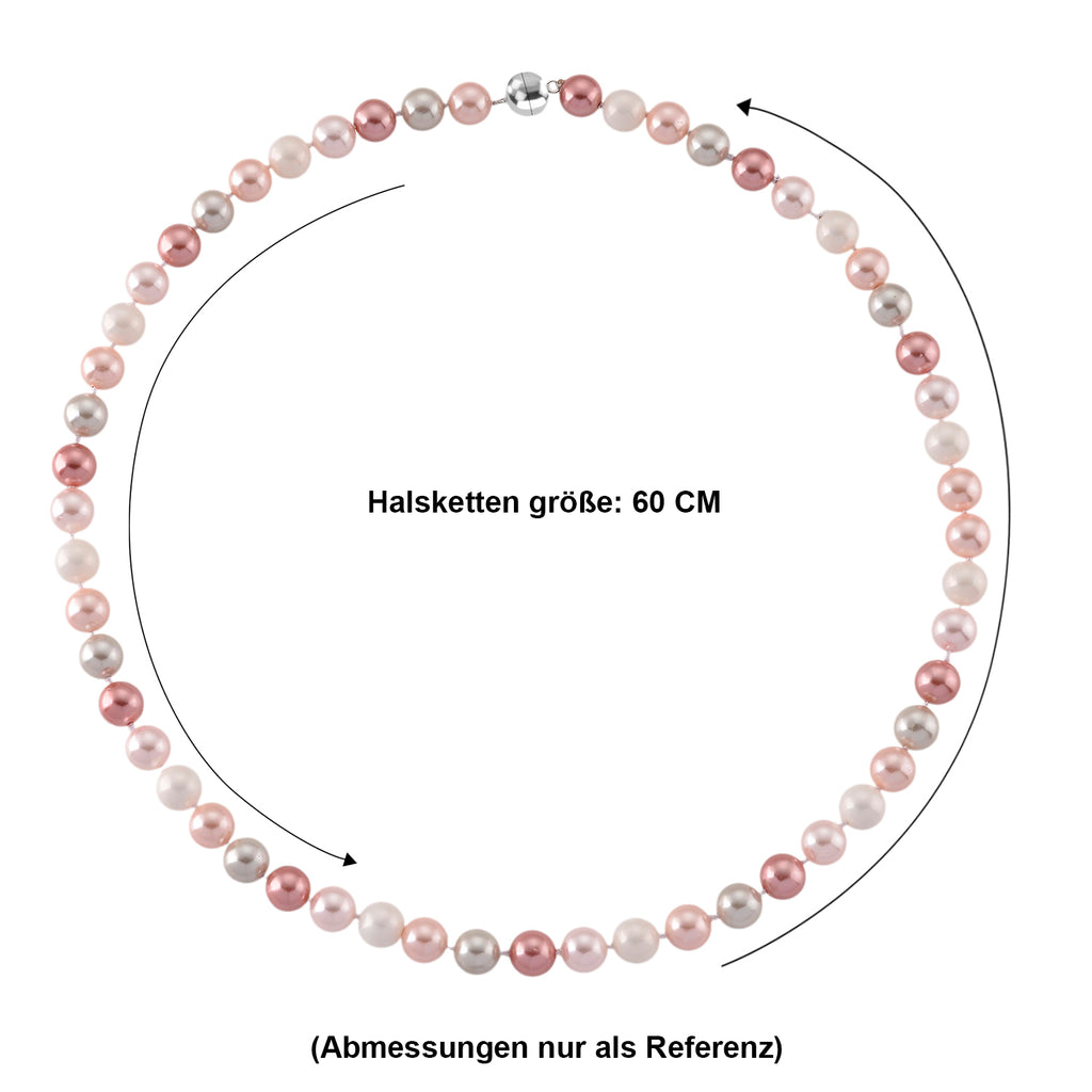 Mehrfarbige Muschelperlen (9-11 mm) Halskette ca. 60 cm 316L Edelstahl