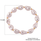 Rosa Muschelkernperle (10x14 mm) Armband, Flexibles (ca. 17-18.5 cm), Reine Legierung gelb vergoldet