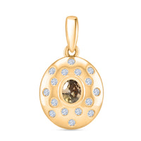 D'Joy AA Natürlicher goldener Tansanit, Weißer Zirkon Anhänger 925 Silber 750 Gelb Vergoldet ca. 0.66 ct