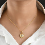D'Joy AA Natürlicher goldener Tansanit, Weißer Zirkon Anhänger 925 Silber 750 Gelb Vergoldet ca. 0.66 ct