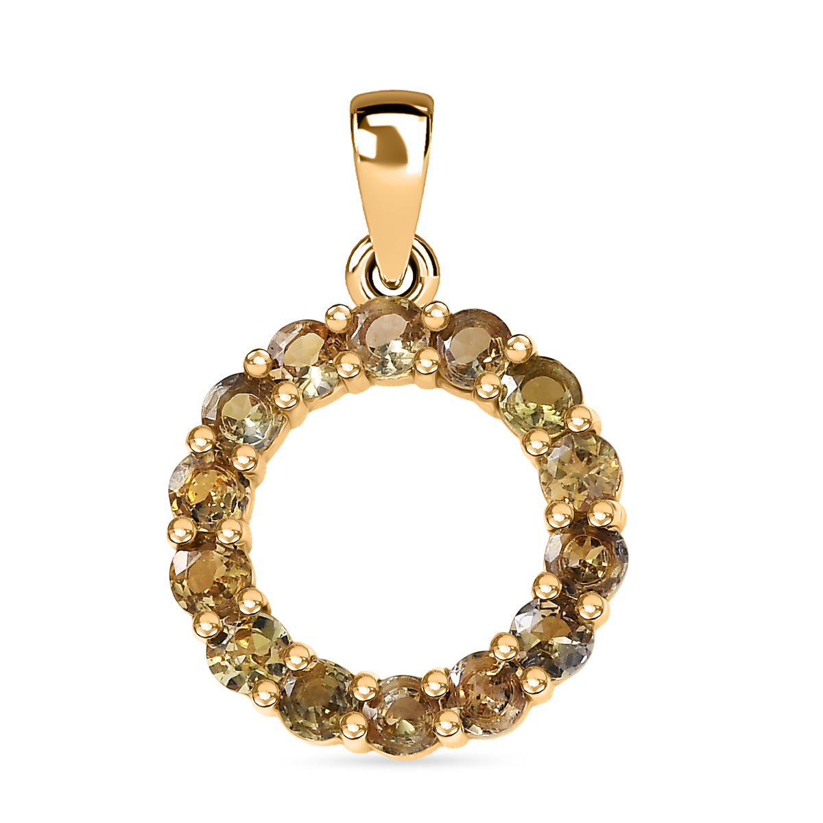 D'Joy AA Natürlicher goldener Tansanit Anhänger 925 Silber 750 Gelb Vergoldet ca. 1.26 ct