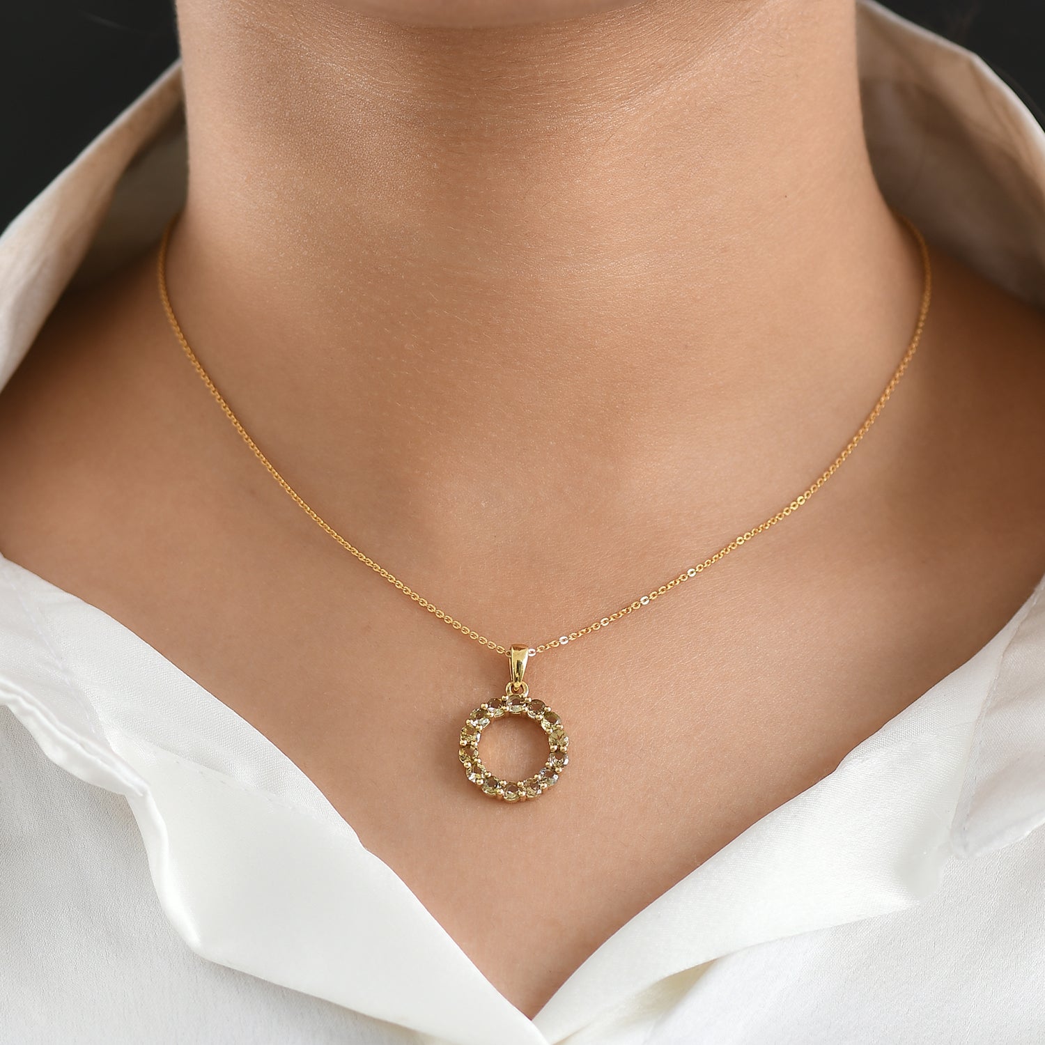 D'Joy AA Natürlicher goldener Tansanit Anhänger 925 Silber 750 Gelb Vergoldet ca. 1.26 ct