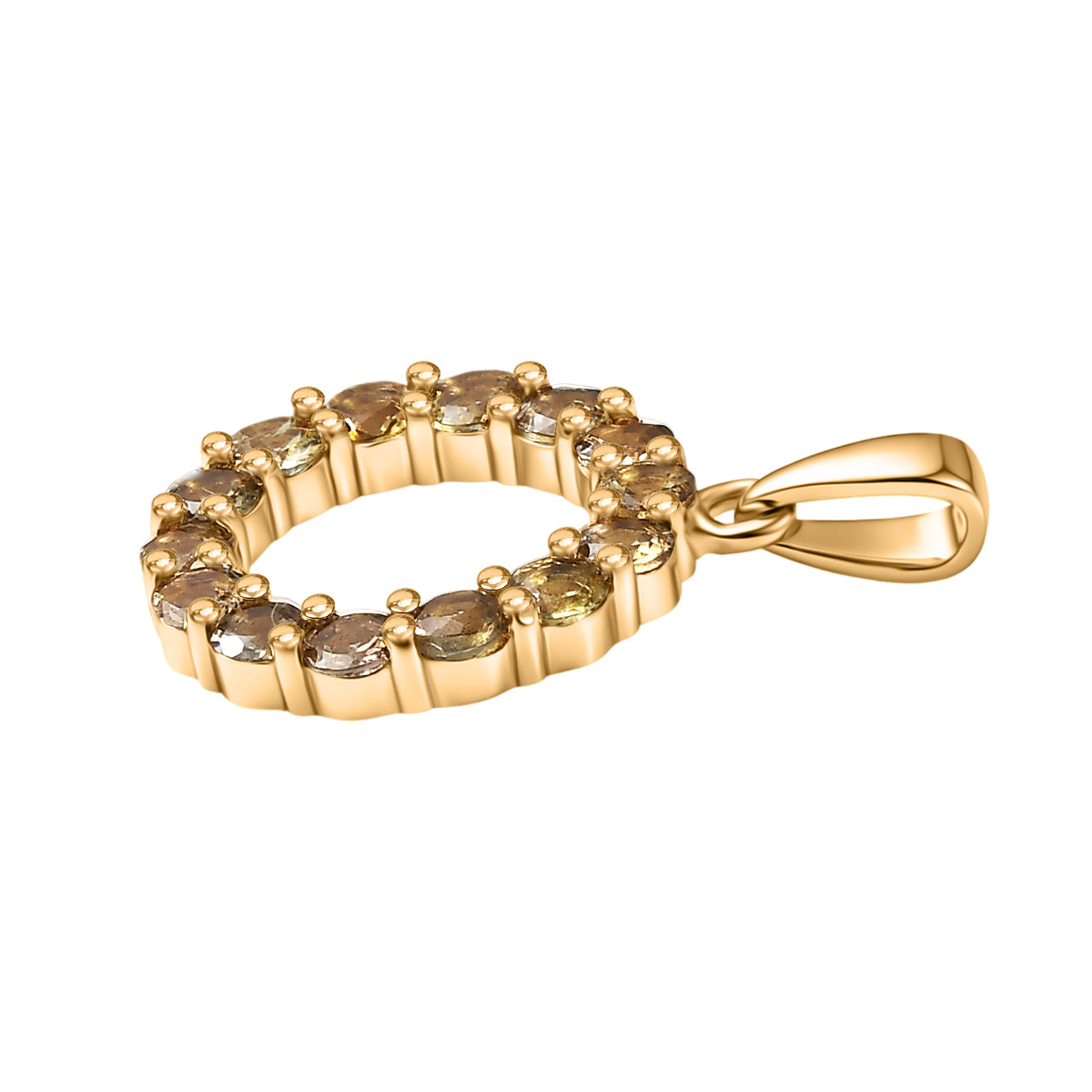 D'Joy AA Natürlicher goldener Tansanit Anhänger 925 Silber 750 Gelb Vergoldet ca. 1.26 ct
