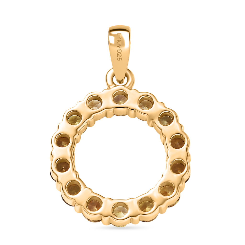 D'Joy AA Natürlicher goldener Tansanit Anhänger 925 Silber 750 Gelb Vergoldet ca. 1.26 ct