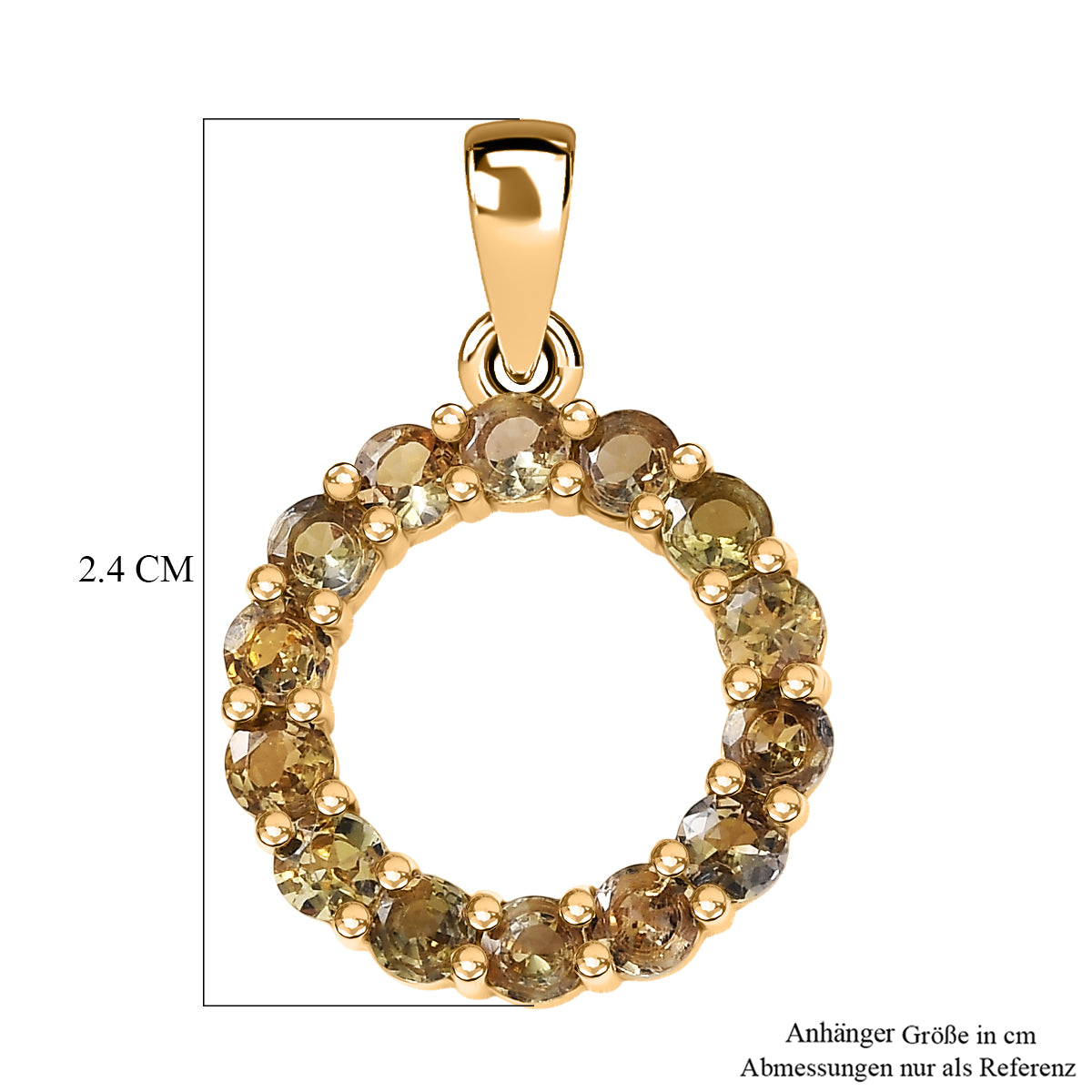 D'Joy AA Natürlicher goldener Tansanit Anhänger 925 Silber 750 Gelb Vergoldet ca. 1.26 ct