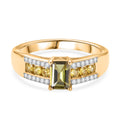 D'Joy AA Natürlicher goldener Tansanit, Gelber Saphir Ring 925 Silber 750 Gelbgold Vermeil (Größe 17.00) ca. 1,00 ct