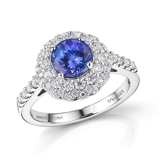 D'Joy AA Tansanit, Moissanit Ring 925 Silber Rhodiniert (Größe 19.00) ca. 2,30 ct
