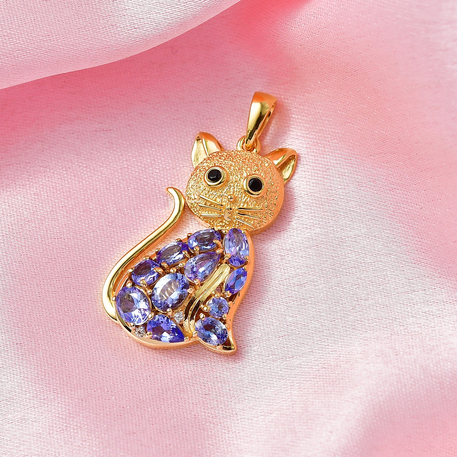 D'Joy Tansanit Anhänger 925 Silber 750 Gelbgold Vermeil ca. 2,25 ct.