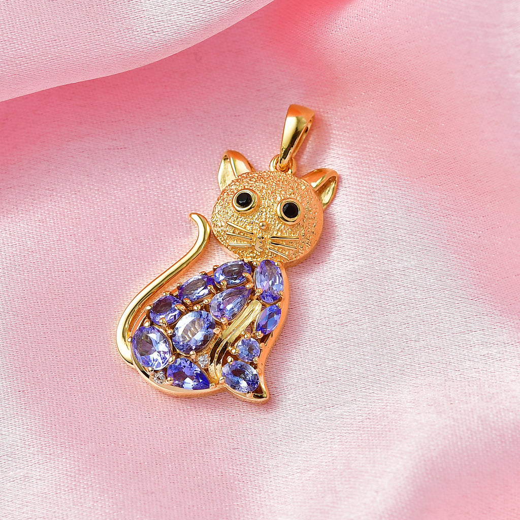 D'Joy Tansanit Anhänger 925 Silber 750 Gelbgold Vermeil ca. 2,25 ct.
