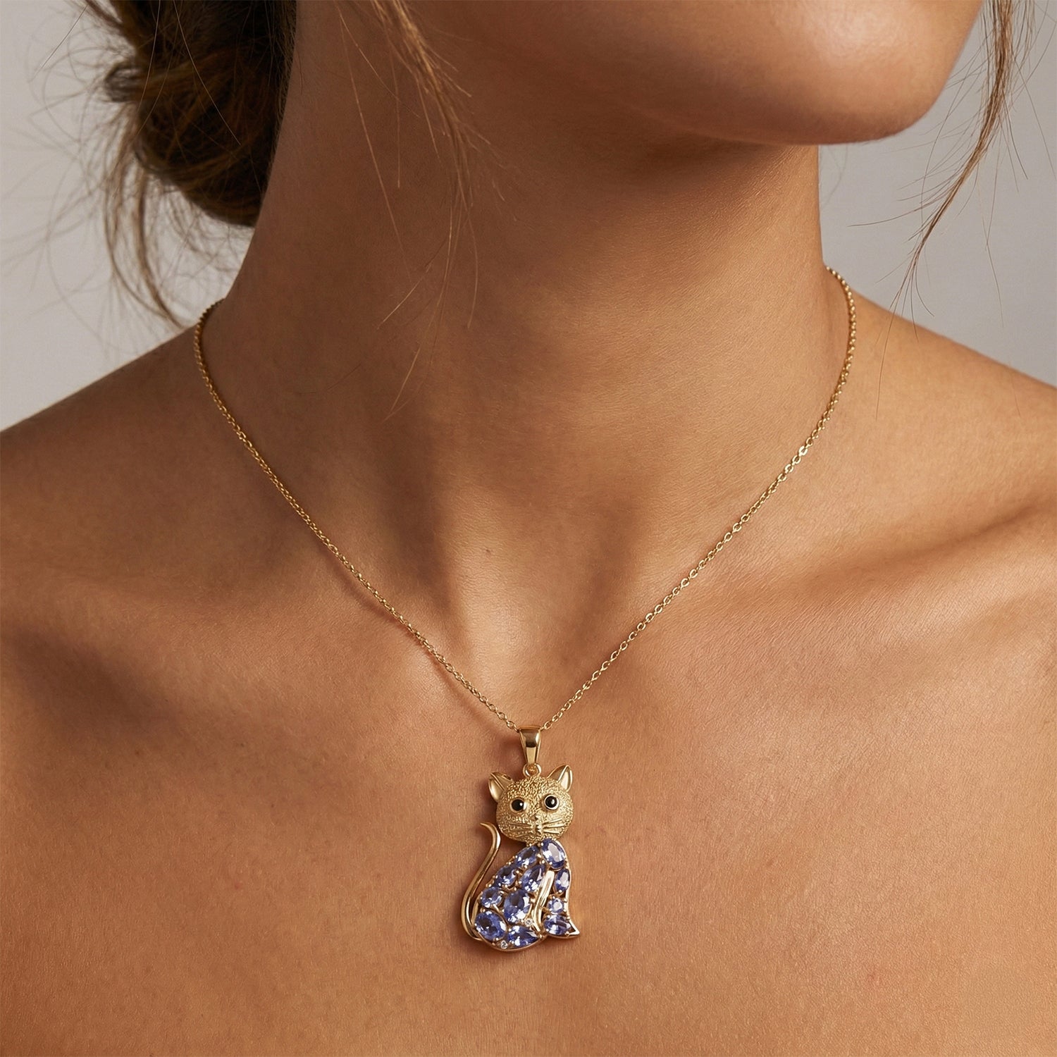 D'Joy Tansanit Anhänger 925 Silber 750 Gelbgold Vermeil ca. 2,25 ct.