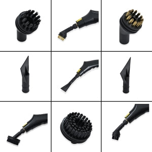 STEAM CLEANER Voltage: 220-240V 50/60Hz Power:1950W  Heating time:0-15s Air output: 50g/min Working time:26mins (max level) Water tank capacity: 1.5L steam hose length: 2.0m Cord length: external length 1.8M Stainless steel boiler  Steam pressure: 3bar 6