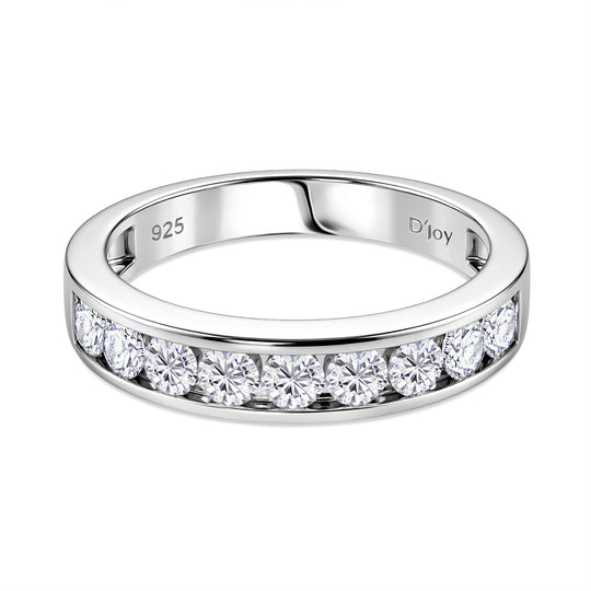 D'Joy GRA zertifiziert Moissanit Ring 925 Silber Rhodiniert (Größe 19.00) ca. 1.00 ct