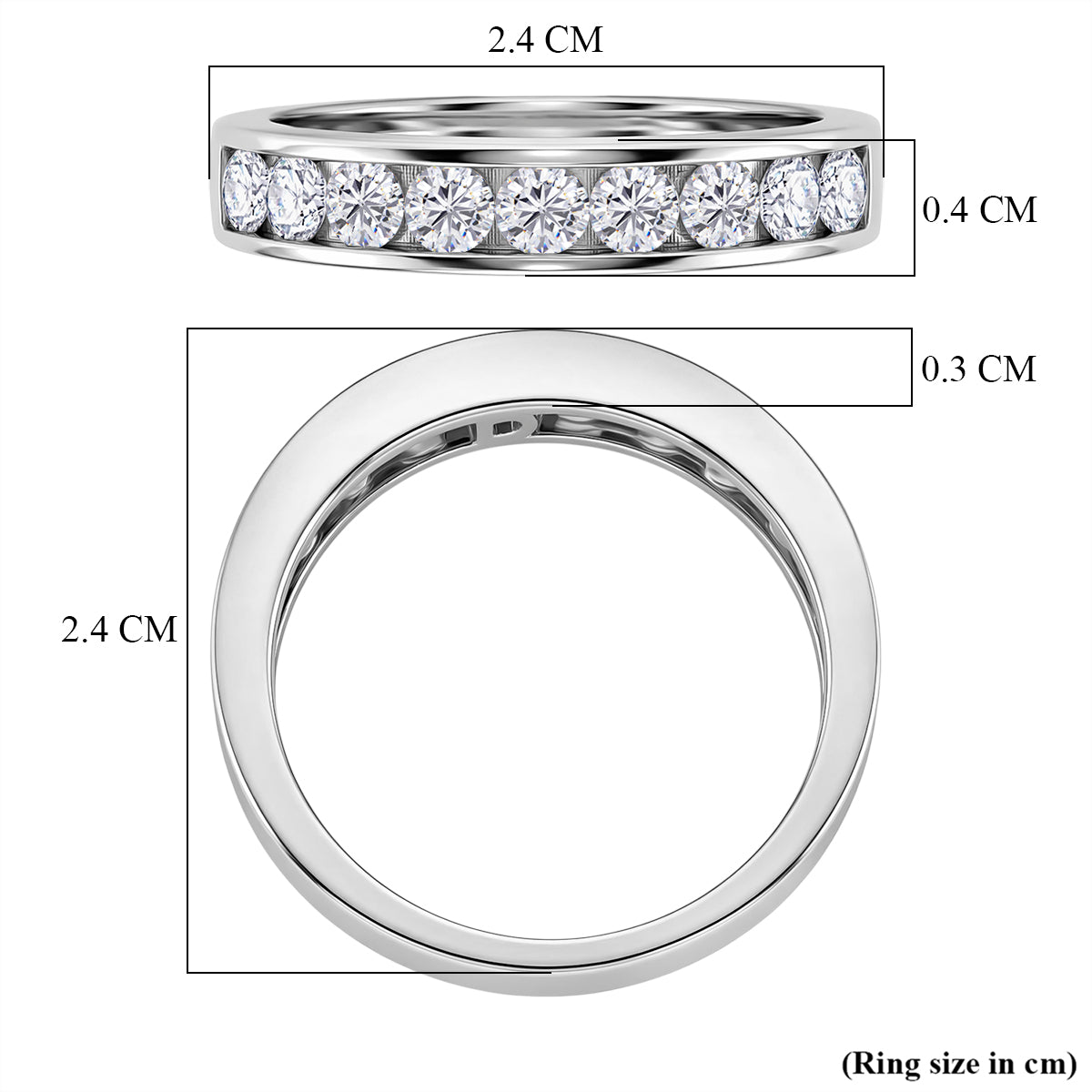 D'Joy Moissanit Ring 925 Silber Rhodiniert (Größe 19.00) ca. 1.00 ct