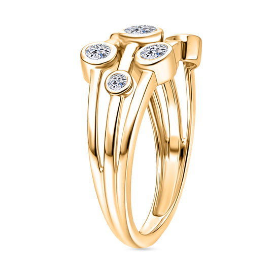 LUXURIANT DIAMOND - Lab Grown Diamant SI-GH Ring 925 Silber 750 Gelbgold vermeil (Größe 16.00) ca. 0.56 ct