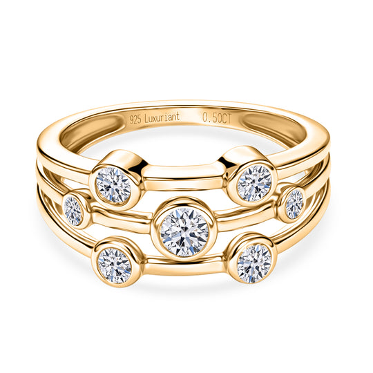 LUXURIANT DIAMOND - Lab Grown Diamant SI-GH Ring 925 Silber 750 Gelbgold vermeil (Größe 19.00) ca. 0.56 ct