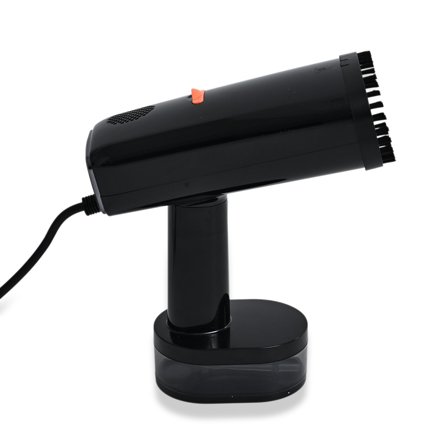 VACUUM GARMENT STEAMER VOLTAGE:220-240V 50/60Hz POWER:2100W WATER TANK CAPACITY:370ML HEATING TIME:28S                                     Air output:32g/min   Suction power: 5000Pa                              Working time: 11mins Cord length:1.8M, exte