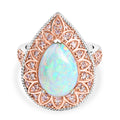 D'Joy AAA Natürlicher, äthiopischer Welo Opal, Rosa Diamant Ring 925 Silber Rhodiniert (Größe 18.00) ca. 4,39 ct
